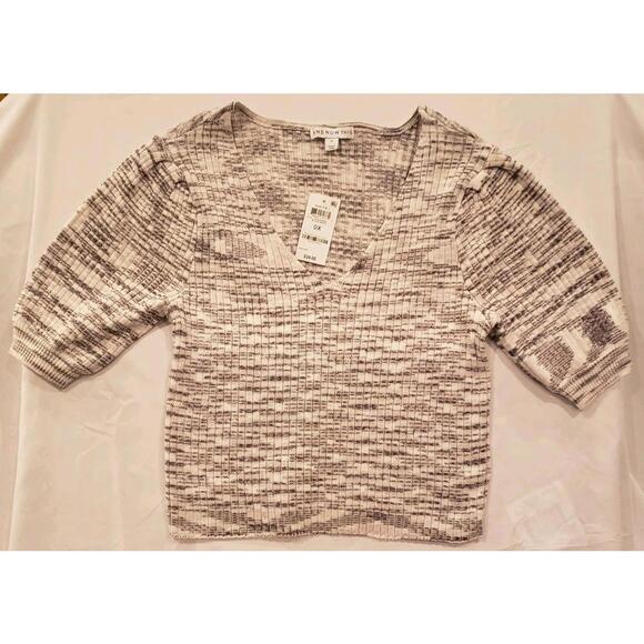 And Now This Knit Sweater Women's Size OX Cut Off Top 1/2 Sleeve V-Neck Macy's - Picture 1 of 8